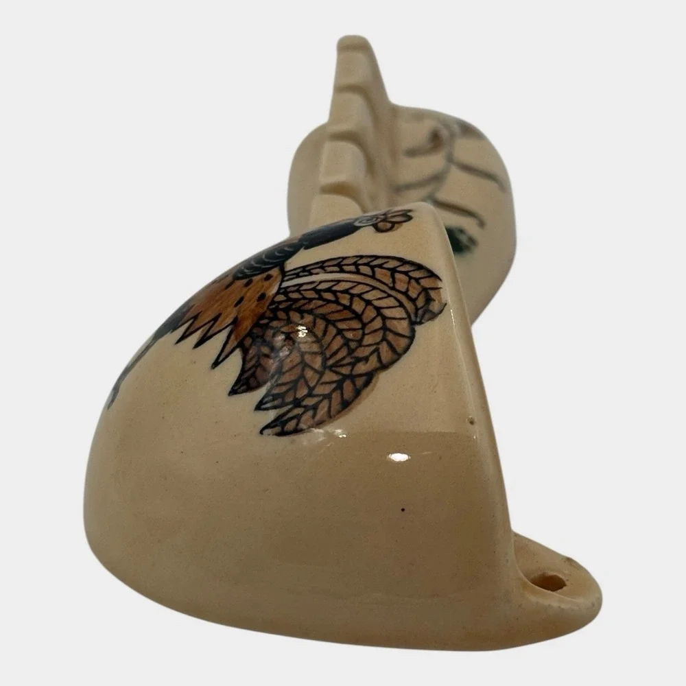 Japan Rooster Wall Pocket Measuring Spoon Set Ceramic Farmhouse 1950s Vintage